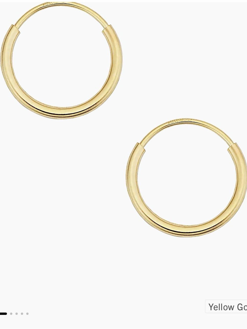 BRAND NEW NEVER WORN Oradina 14K Yellow Gold Easy Day Petite Hoops 10mm